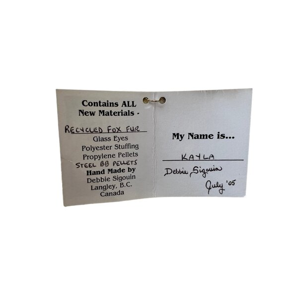 Signed Timeless Teddies Bear Recycled Fox Fur COA Handmade by Debbie Siqouin - Picture 8 of 10